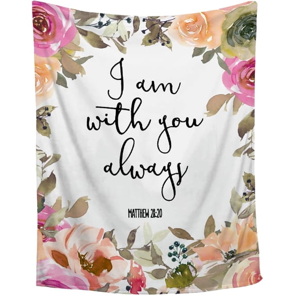 Bible Verse Blanket - I Am with You Always Throw Blanket - Plush Fluffy Warm Prayer Blanket with Scripture for Couch Sofa Bed - Scripture Blanket Home Decor - 40"x50" Christian Gifts for Women