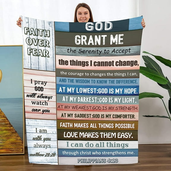 Bible Verse Blanket, Inspirational Religious Gift Throw Blanket with Bible Verse Religious Gifts for Women 50x40in
