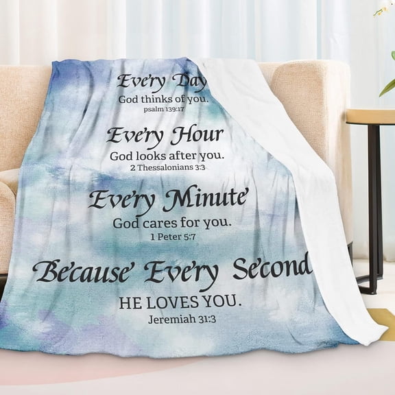 Bible Verse Blanket with Inspirational Thoughts and Prayers Christian Faith Gifts Soft Warm Religious Throw Blanket Bible Gifts Plush Lightweight Scriptures Blanket 80x60 Inch
