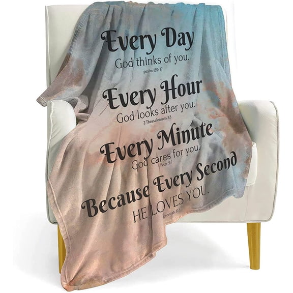 Bible Verse Blanket with Inspirational Thoughts and Prayers- Religious Throw Blanket Soft Lightweight Cozy Plush Warm Blankets for Women Men Gift add Same printed canvas bag