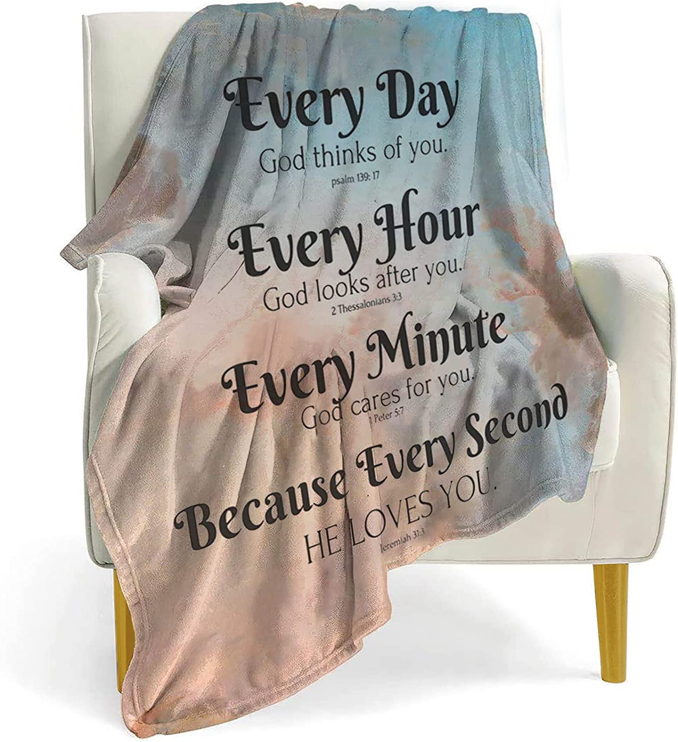Bible Verse Blanket with Inspirational Thoughts and Prayers Religious