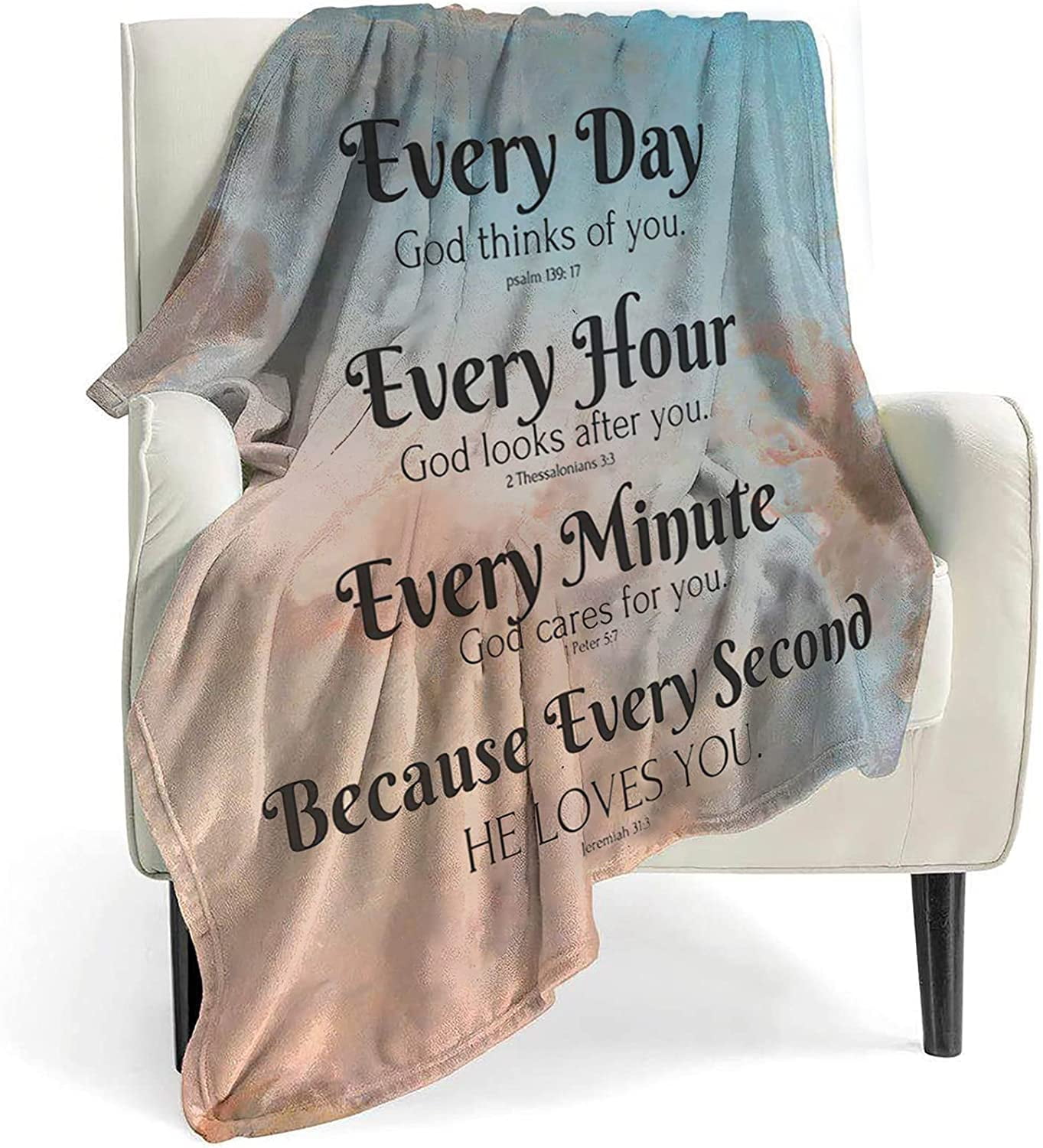 Bible Verse Blanket with Inspirational Thoughts and Prayers Religious