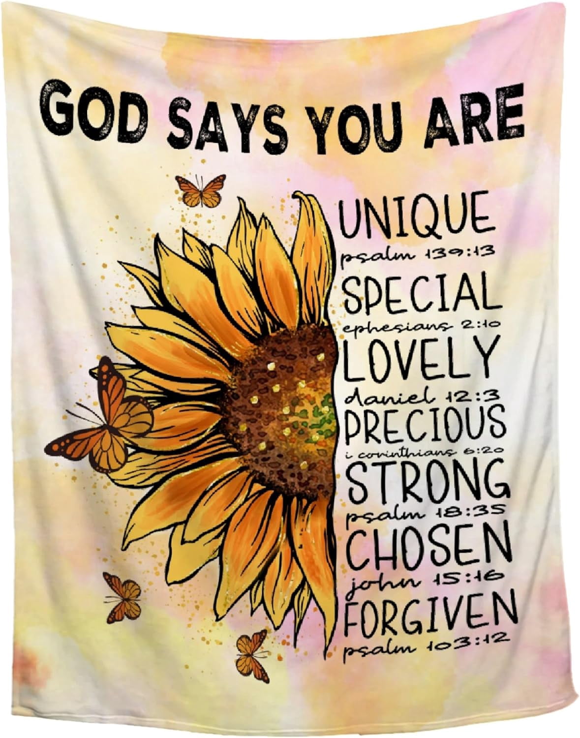 Bible Verse Blanket with Sunflowers - Scripture Blanket Inspirational Gifts for Women Mom Wife - Inspirational Thoughts and Prayers Religious Flannel Blanket - 40"x50" Sunflower Gifts