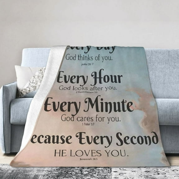 Bible Verse Blanket with Inspirational Thoughts and Prayers Religious Throw Blanket Cozy Plush Warm Blankets 50"X 40"