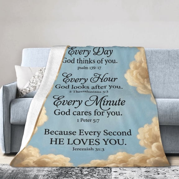 Bible Verse Blanket with Inspirational Thoughts and Prayers- Religious Throw Blanket Soft Cozy Plush Warm Blankets for Women Men Gift 50x40