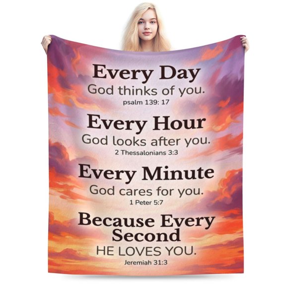 Bible Verse Blanket with Inspirational Thoughts and Prayers- Religious Throw Blanket Soft Cozy Plush Warm Blankets for Women Men Gift 50x40