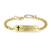 Bible Verse Bracelet Faith Christian Gold stainless steel Friendship Brave Inspirational Bracelets for Women, Christmas Gift Customized4110-G