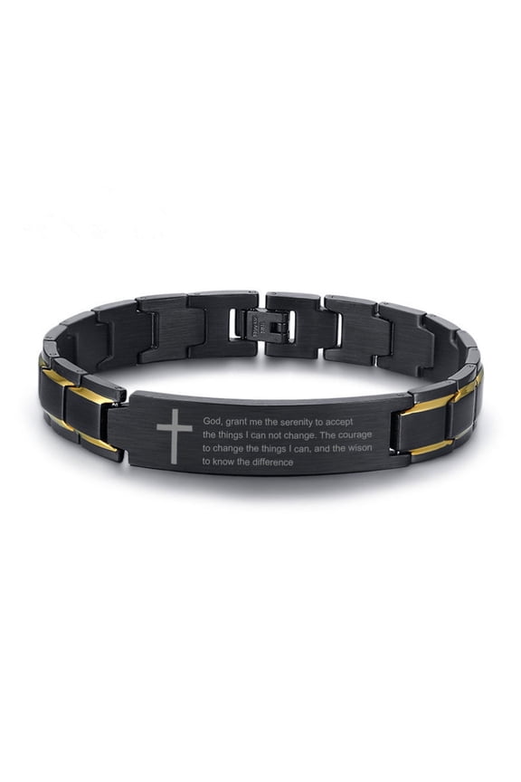 Bible Verse Bracelet for Men - Stainless Steel Christ Cross Wristband Scripture Bible Custom Magnetic Bracelet Christian Religious Jewelry for Husband,Dad,Boyfriend,Son