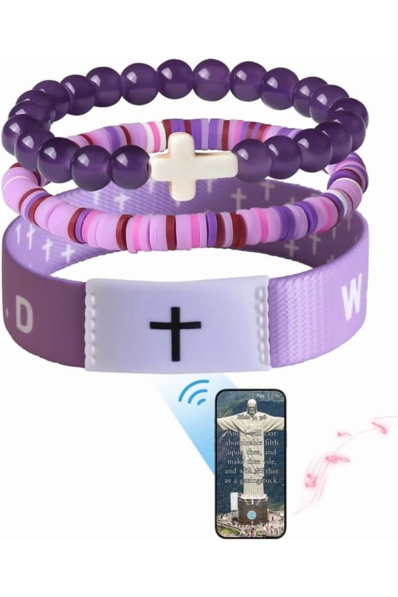 Bible Verse Bracelet WWJD Elastic Silicone Bracelet Scan QR Code to Read Religious Jewelry Christmas & Birthday Gift