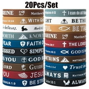 Bible Verse Bracelets   20 Pcs Silicone Bracelets Bulk Jesus Bracelets   Cute Christian Bracelet Colored Wristbands   Comfortable and Lightweight   Perfect Religious Gifts for Men, Women