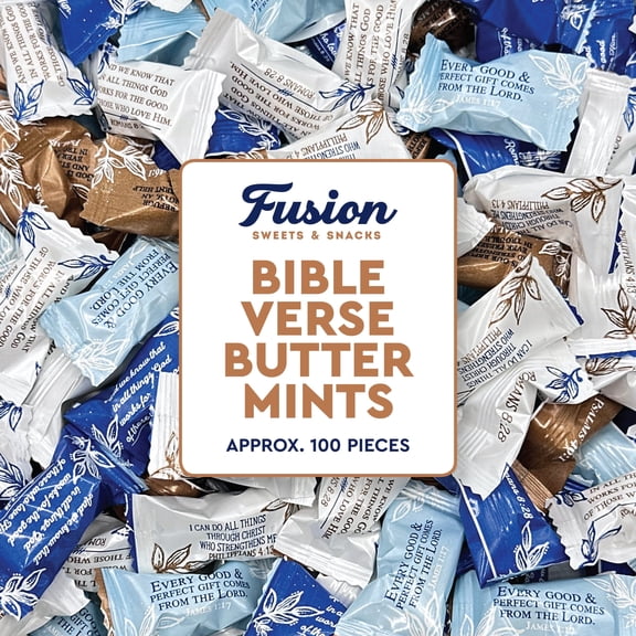 Bible Verse Buttermints About 100 Count Soft Butter Mints Individually Wrapped After Dinner Mint, Christian Scripture Candy, Thank You Party Mints & Hospitality Buttermints Bulk
