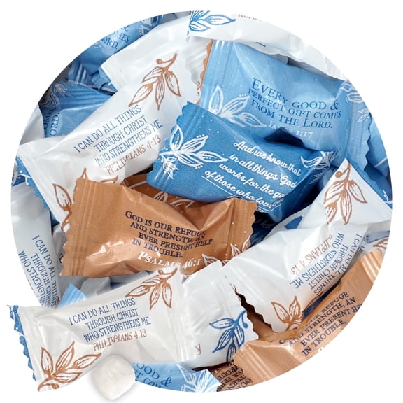 Bible Verse Buttermints, 8 Ounce Mints Bulk Bag, Approximately 60 Pieces, Individually Wrapped Candy Mints