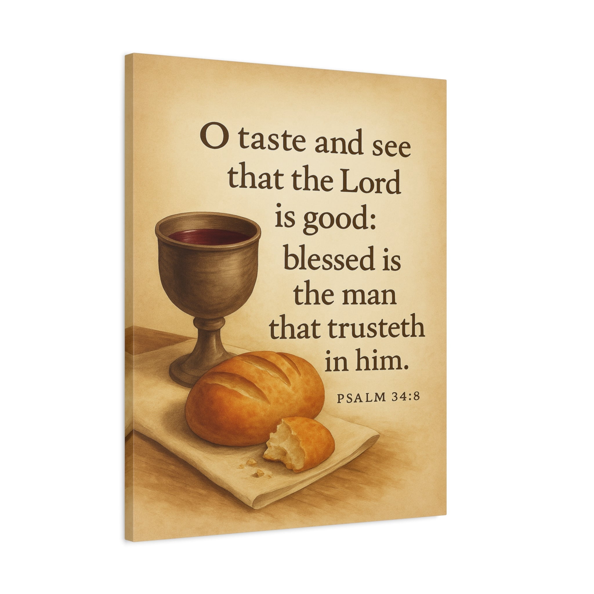 Bible Verse Canvas Psalm 34:8 Christian Home Décor Wall Art Scripture ...