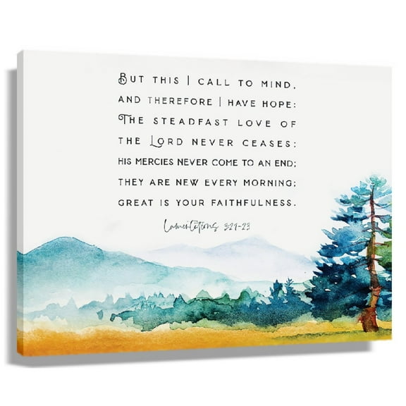 Bible Verse Canvas Wall Art Mountain Landscape Wall Art Lamentations 3 21 23 Prints For Bathroom Bedroom Unframed 12x18 in