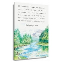 Bible Verse Canvas Wall Art Nature River Posters Philippians 3 13-14 Modern Room Decorations Print For Office Unframed 12x18 in