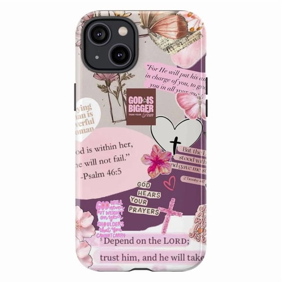 Bible Verse Collage Phone Case, Christian Inspirational Scripture iPhone Cover, Faith-Based Motivational Protective Case for iPhone 17 16 15 14 13 12 11 Pro Plus Mini