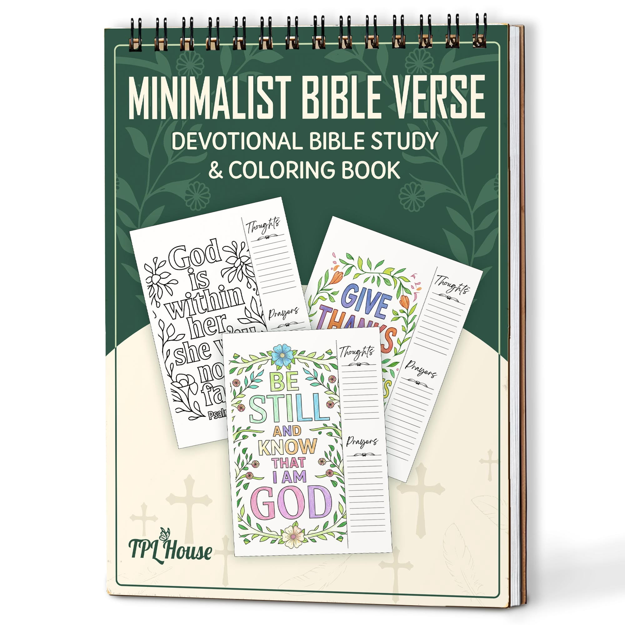 Bible Verse Coloring Book for Adults, 30 Minimalist Scripture Art Pages with Reflection & Prayer Space, Spiral Bound, A4 or A5 Softcover or Wood Cover