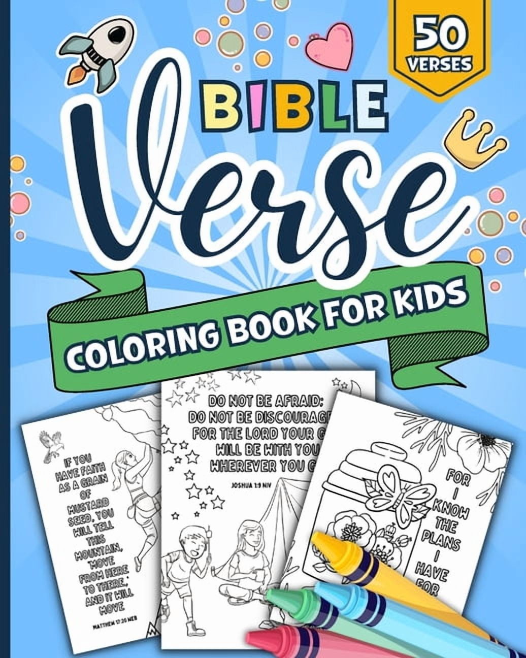 Bible Verse Coloring Book For Kids: 50 Short Inspirational Verses from ...