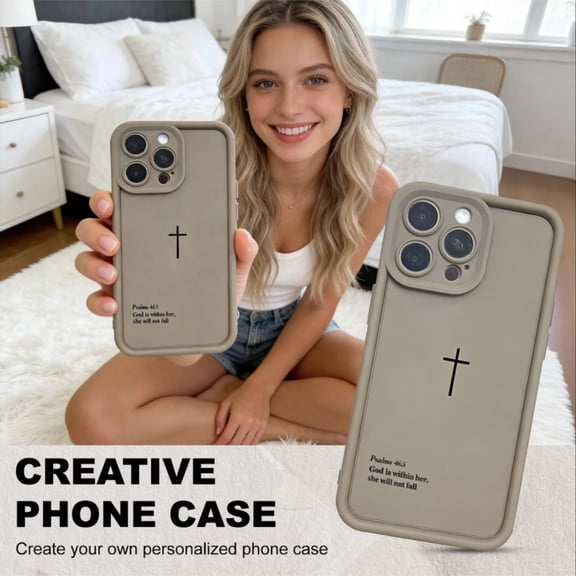 Bible Verse Cross Phone Case with Psalm 46:5 Scripture - Premium Silicone Inspirational Phone Cover Compatible with iPhone 17/16/15/14/13/12/11 Series, All Models Including Pro, Plus & Pro Max