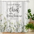 thumbnail image 1 of Bible Verse Eucalyptus Shower Curtain Inspirational Quotes Plants Green Leaves Rustic Wooden Board Christian Scriptures Bathroom 72Wx72L Inches Bath Accessories Home Decor Fabric 12 Pack Hooks, 1 of 6