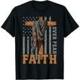 thumbnail image 1 of Bible Verse Faith Over Fear USA Flag Patriotic Christian T-Shirt, 1 of 4