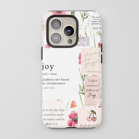 Bible Verse Floral For All iPhone Series Tough Phone Case Watercolor Christian White Pink