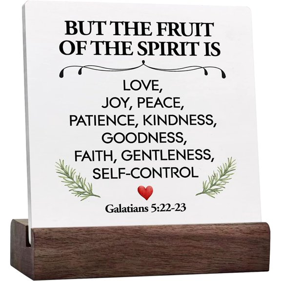Bible Verse Galatians 5:22-23 But The Fruit Of This Spirit Is Love Joy Peace Ceramic Table Sign Desk Decor,Christian Ceramic Plaque Sign Desk Decor For Home Office Shelf Table Decorations