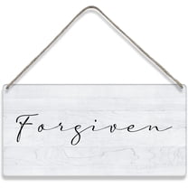 Bible Verse Home Wall Decor Forgiven Scripture Wood Signs Rustic Hanging Wall Plaque Wooden Christian Religious Sign 10x5 Inch