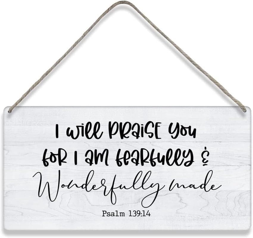 Store Sign Flashcard Bible Verse Home Wall Decor I Praise You for I am Fearfully and ...
