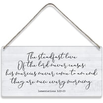 Bible Verse Home Wall Decor Lamentations 322-23 Great Is Your Faithfulness Scripture Wooden Signs Farmhouse Hanging Wall Plaque Christian Sign 10x5 Inch