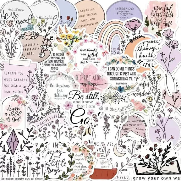 Bible Verse Inspired Peach Blossoms Christian Stickers - Multicolor