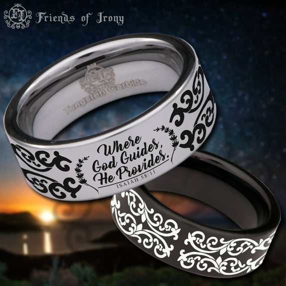 Bible Verse Isaiah 58:11 Tungsten Carbide Ring