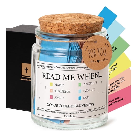 Bible Verse Jar, Read Me When Bible Verses Jar for Emotions and Feelings, Scripture Prayer Cards Hope Jar,Religious Graduation Gift, Bible Study Church Christian Gifts for Women Men Mom Dad Friend