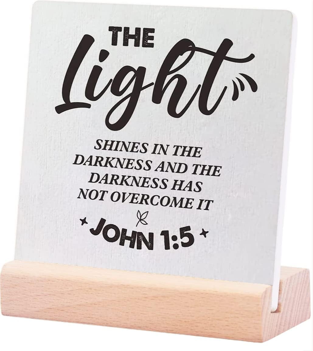 Bible Verse John 15 The Light Shines in The Darkness Ceramic Table ...