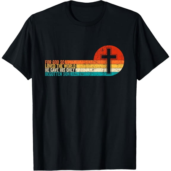 Bible Verse John 3:16 Christian Cross Religious Jesus God T-Shirt