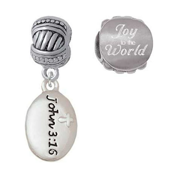 Bible Verse John 3:16 Joy to the World Charm Beads (Set of 2)