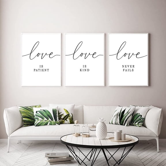 Bible Verse Love Never Fails Canvas Wall Art Decor Scripture Love Wall Art for Living Room Giant Inspirational Wall Art Christian Decor Dinning Room Decoration