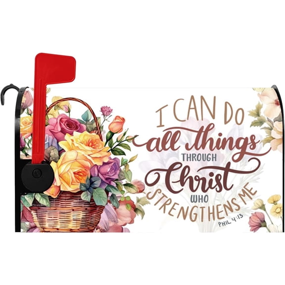 Bible Verse Magnetic Mailbox Cover - Religious Inspirational Quote, Word of God - Christian Easter Fiesta Decor for Outdoor Garden Standard Mailbox - 21x18 Inch