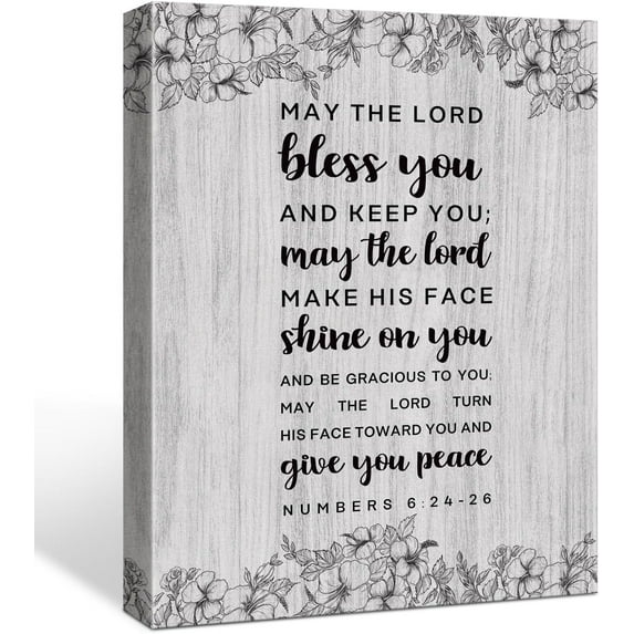 Bible Verse May The Lord Bless You Canvas Poster Numbers 6: 24-26 Framed Scripture Print Painting for Christian Home Office Wall Art Decoration 11.5 x 15 inch