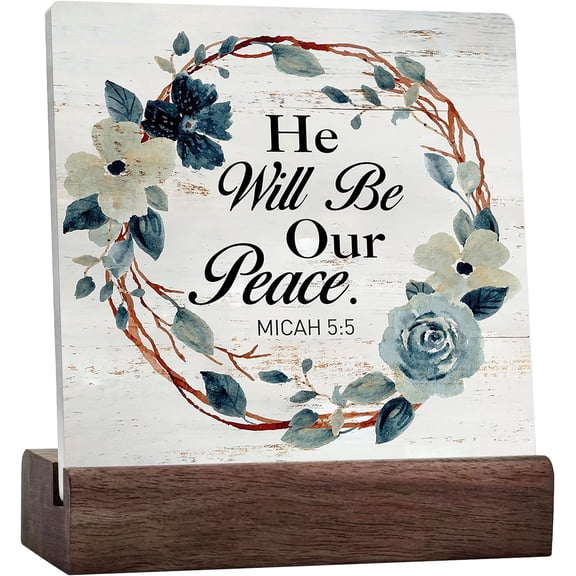 Bible Verse Micah 55 Sign Rustic Scripture Ceramic Table Sign Christian Home Office Desk Shelf Decor