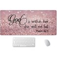 thumbnail image 1 of Bible Verse Mouse Pad 35.5 X 15.7 Inch XXL Full Desk Mousepad Extended Large Non-Slip Rubber Base Waterproof Big Keyboard Mat with Stitched Edges - PSALM 46:5 God is Within Her,She Will not Fall, 1 of 6