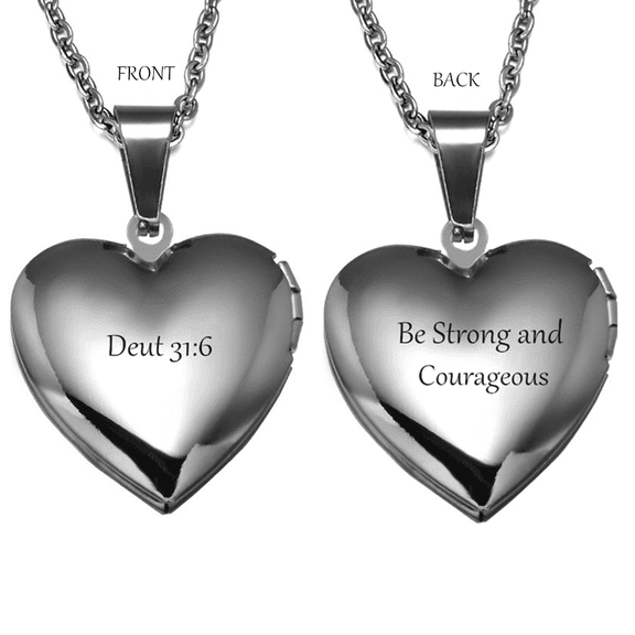 Bible Verse Necklace for Women Men - Stainless Steel Christian Scripture Bible Quote Inspirational Pendant Hold Pictures Locket Necklace Baptism Religious Jewelry