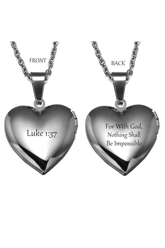 Bible Verse Necklace for Women Men - Stainless Steel Christian Scripture Bible Quote Inspirational Pendant Hold Pictures Locket Necklace Baptism Religious Jewelry