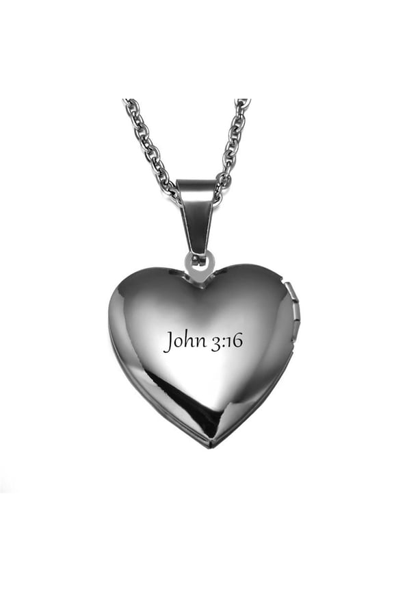 Bible Verse Necklace for Women Men - Stainless Steel Christian Scripture Bible Quote Inspirational Pendant Hold Pictures Locket Necklace Baptism Religious Jewelry