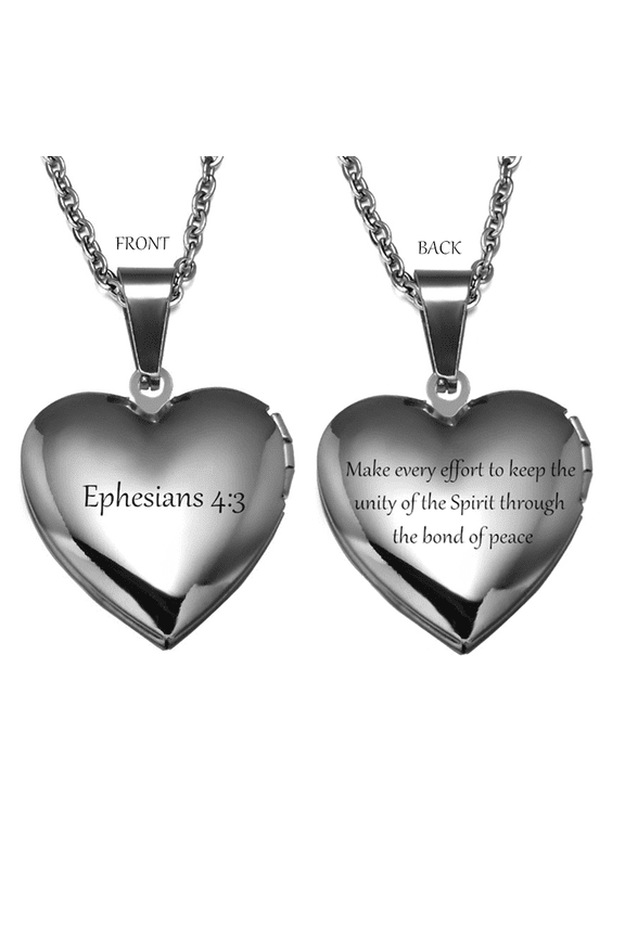 Bible Verse Necklace for Women Men - Stainless Steel Christian Scripture Bible Quote Inspirational Pendant Hold Pictures Locket Necklace Baptism Religious Jewelry