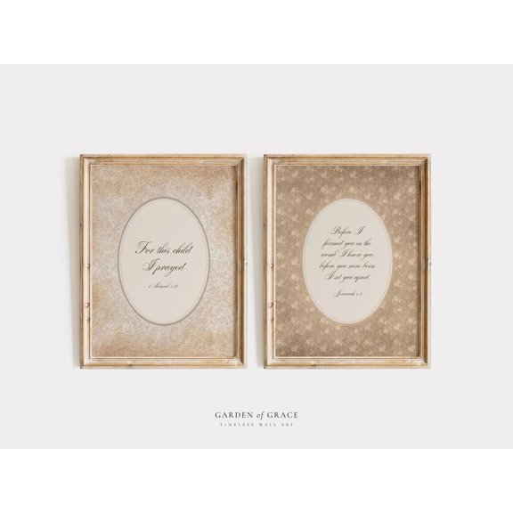 Bible Verse Nursery Wall Art, Vintage Scripture Kid's Room Decor, Jeremiah 1 5 and 1 Samuel 1 27 Print, Baby Farmhouse Decor Poster Printed Poster, Poster Only