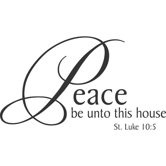 Bible Verse Phrase Vinyl Wall Art Decal | Peace Be Unto This House - St Luke 10 : 5 | 20" x 30 " DIY Stick And Peel Bedroom Living Room Decoration Adhesive Sticker | Black