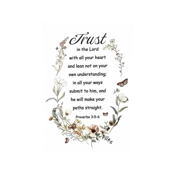 Bible Verse Poster Proverbs 3:5-6 Trust in The Lord Christian Scripture Wall Art for Bedroom Living Room and Office Decor