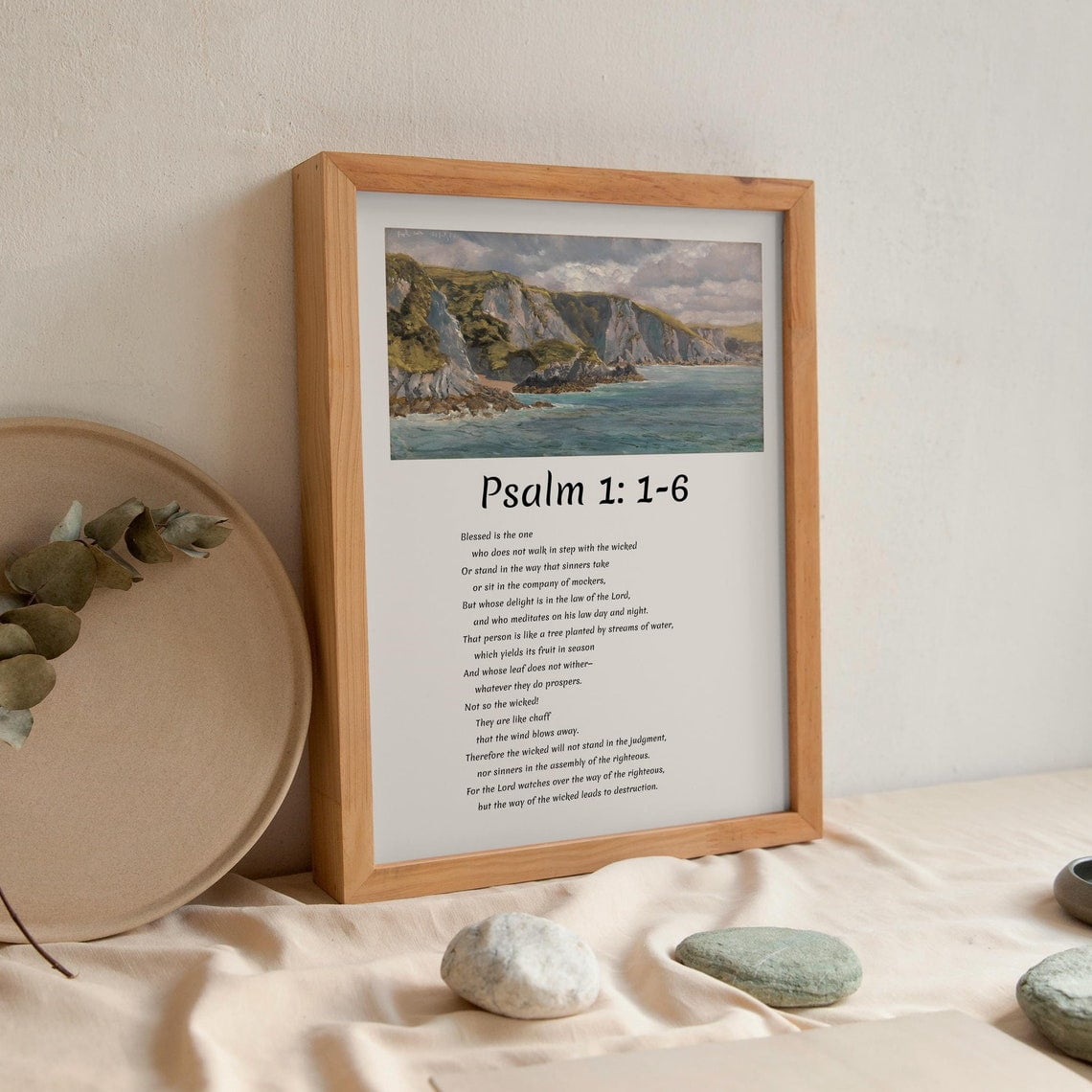 Bible Verse Print, Christian Wall Art, Living Room Wall Art, Psalm 1: 1 ...