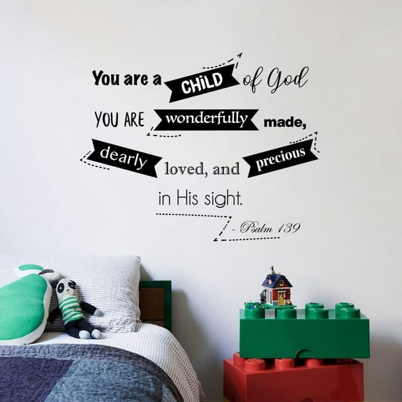 Bible Verse Psalm 139 - You Are Wonderfully Made Vinyl Wall Art Wall Sticker Wall Decal Home Room Boys Girls Kids Children Nursery Playroom Wall Decoration Home Studio Office Size (10x10 inch)